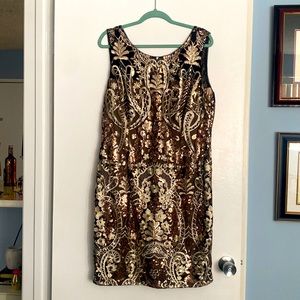 Calvin Klein bronze & gold sequined dress size 16